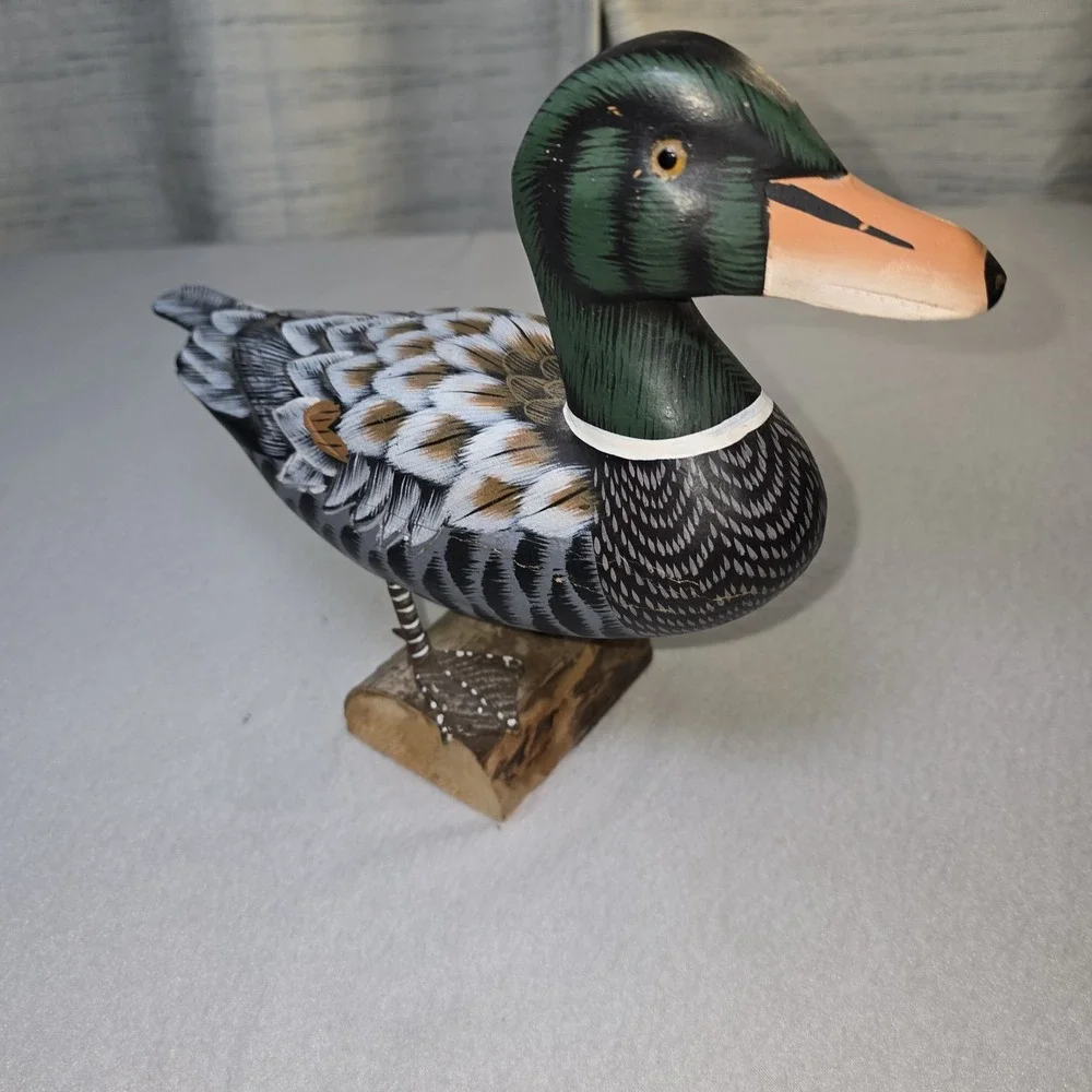 Vintage Wood Duck‎ Decoy Mallard Hand Painted Rustic Grandmacore Farmhouse Decor